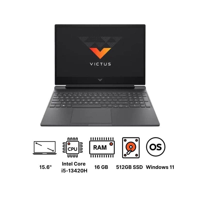 Hp Victus 15-FA1082WM Laptop ,Intel Core i5-13420H 15.6 Inch ,512 GB SSD ,16 GB ,NVIDIA GeForce RTX 4050 ,Windows 11 - Silver
