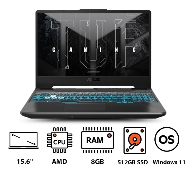 Asus TUF Gaming A15 A506NFR-HN007W Laptop ,AMD Ryzen 7 7435HS 15.6 Inch ,512 GB SSD ,8 GB ,NVIDIA GeForce RTX 2050 ,Windows 11 - Graphite Black