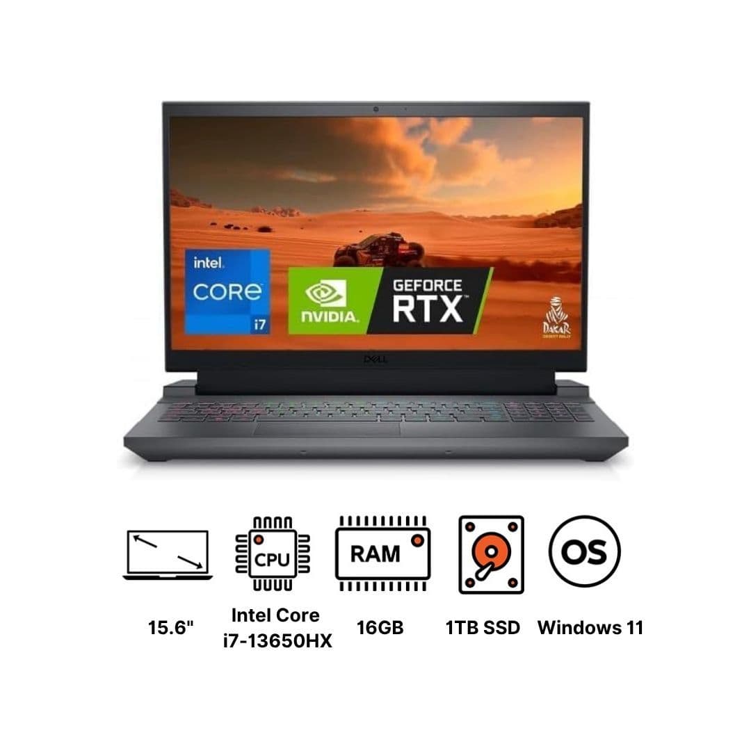 Dell G15 5530 Laptop ,Intel Core i7-13650HX 15.6 Inch ,1 Terabyte SSD ,16 GB ,NVIDIA GeForce RTX 4060 ,Windows 11 - Dark Shadow Grey