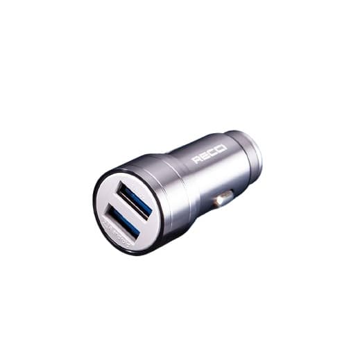Recci Car Charger , 2 Ports , USB-A , 30 Watt , 5 Volt , Gray - RCC-N07