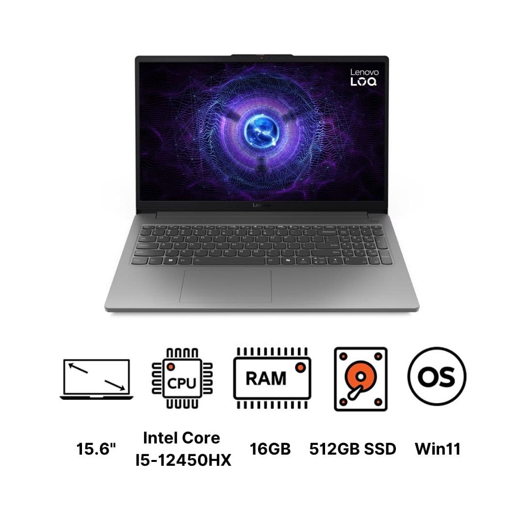 Lenovo LOQ 15IAX9E 83LK0060ED Laptop ,Intel Core i5-12450HX 15.6 Inch ,512 GB SSD ,16 GB ,NVIDIA GeForce RTX 3050 ,Windows 11 - Luna Grey