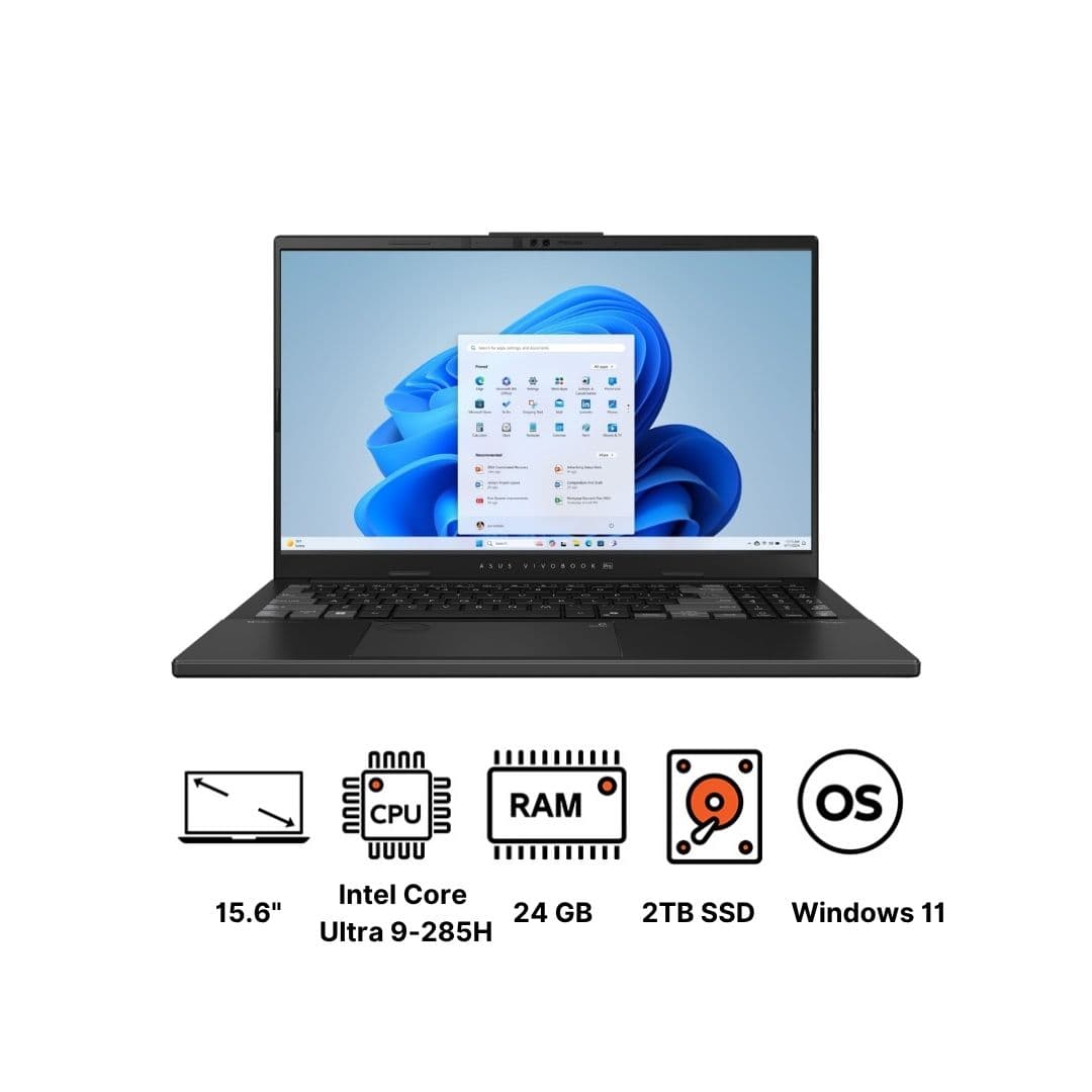 Asus Vivobook Pro 15 N6506CU-MA014W Laptop ,Intel Core Ultra 9 285H 15.6 Inch ,2 Terabyte SSD ,24 GB ,NVIDIA GeForce RTX 4050 ,Windows 11 - Earl Grey