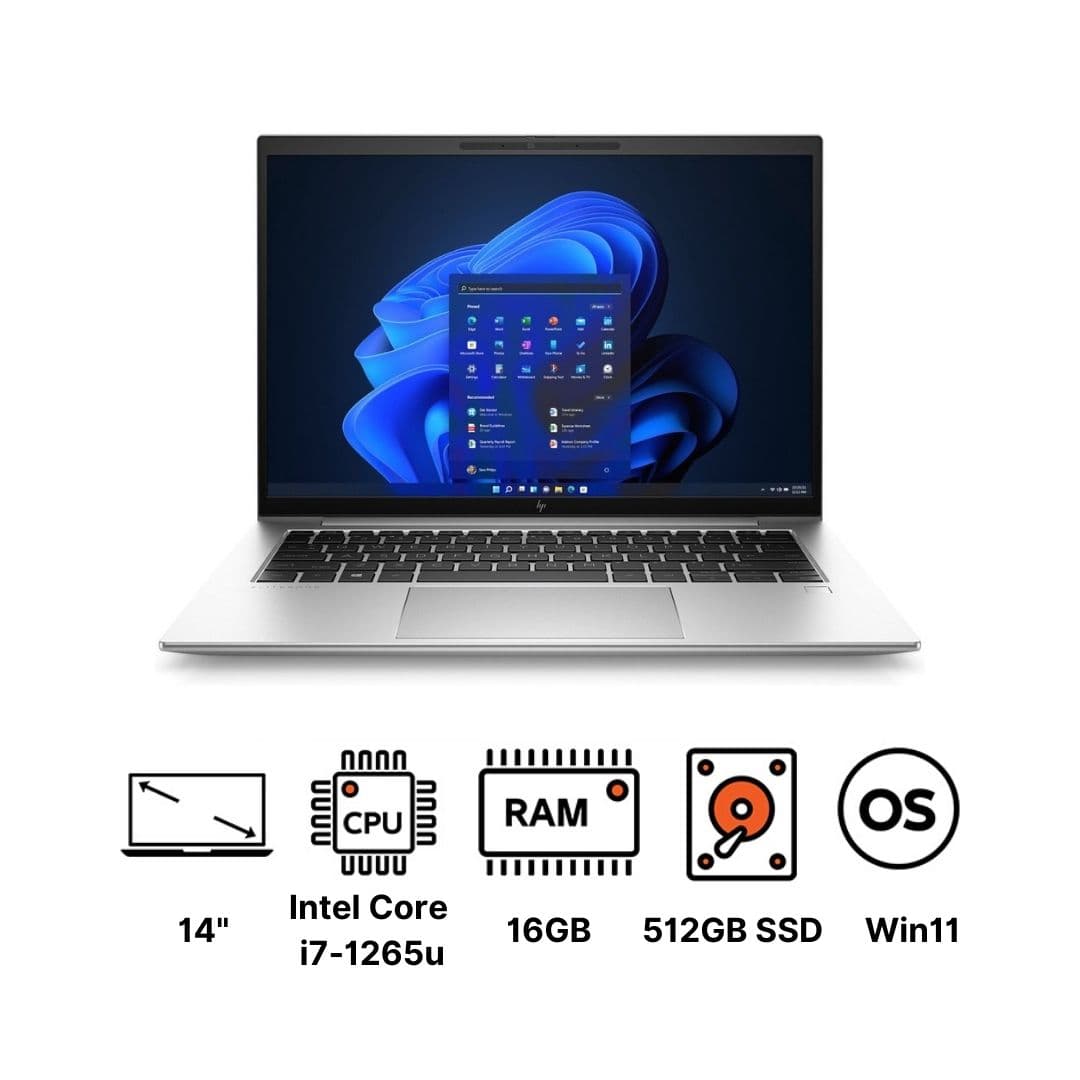 Hp EliteBook 840 G9 Laptop ,Intel Core i7-1265U 14 Inch ,512 GB SSD ,16 GB ,Intel Iris XE Graphics ,Windows 11 Pro - Silver