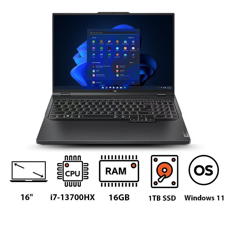 Lenovo Legion Pro 5 16IRX8 Laptop ,Intel Core i7-13700HX 16 Inch ,1 Terabyte SSD ,16 GB ,NVIDIA GeForce RTX 4060 ,Windows 11 - Grey