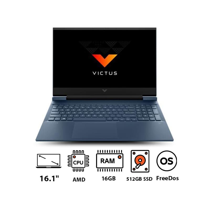 Hp Victus 16-E1012NE Laptop ,AMD Ryzen 7-6800H 16.1 Inch ,512 GB SSD ,16 GB ,NVIDIA GeForce RTX 3050 ,FreeDos - Performance Blue