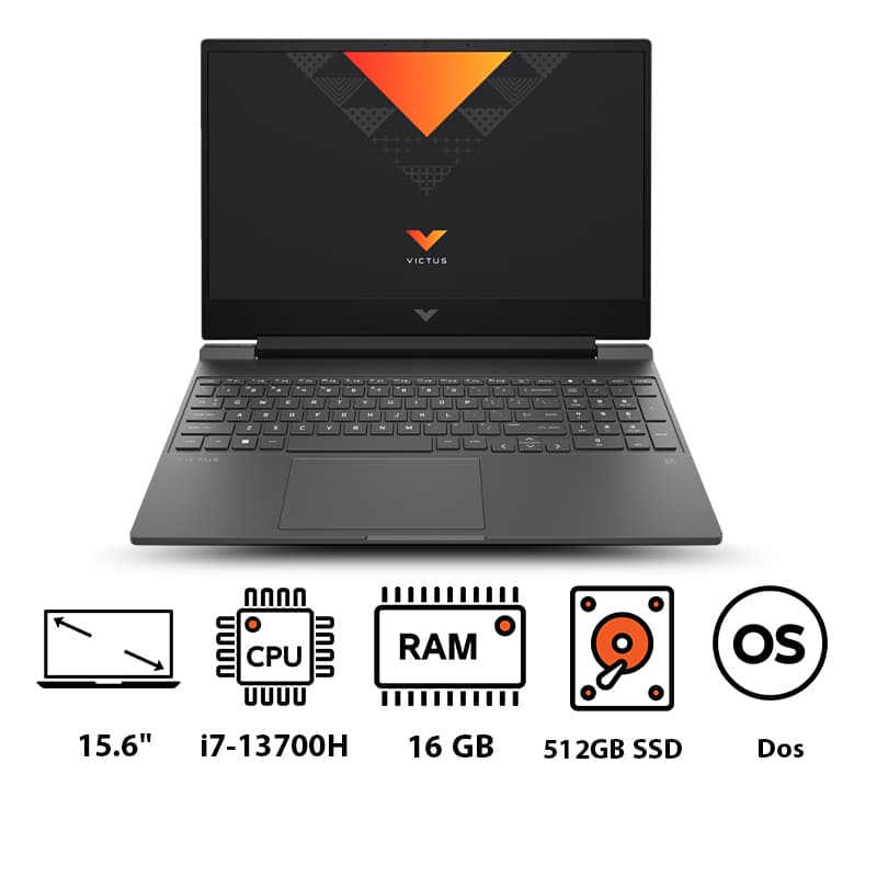 Hp Victus 15-fa1097ne Laptop ,Intel Core i7-13700H 15.6 Inch ,512 GB ,16 GB ,NVIDIA GeForce RTX 4050 ,FreeDos - Mica Silver