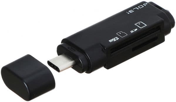 Ietop Card Reader for Mobile phones and tablets with USB-C connector , Black - Tc-301