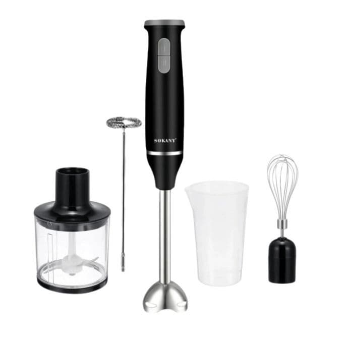 Sokany 5 in 1 Hand Blender with Attachments 800 Watt Black Silver - SK-1714-5